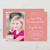 EERSTE HOLY COMMUNION mini gold confetti schattig  Kaart (Voorkant / Achterkant)