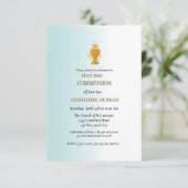 Eerste holy communiqué blauwe waterverf splash kaart (Staand voorkant)