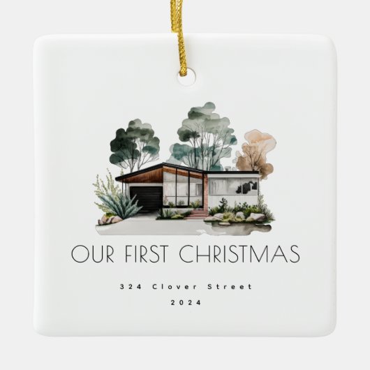 Eerste Home Mid-Century Modern Kerst Ornament (Voorkant)