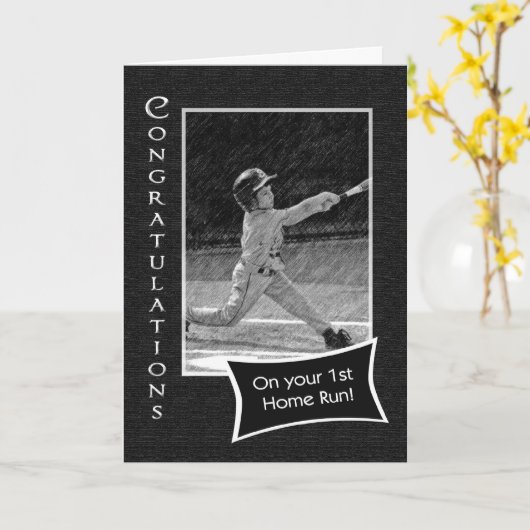 Eerste Home Run - Gefeliciteerd Kaart (Gele Bloem)