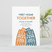 Eerste Home Samen nieuwe adreskaart met stad Kaart (Staand voorkant)