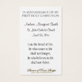 EERSTE-HOOGSTE-COMMUNICATIE-EUCHARIST PRAYER HOLY- VISITEKAARTJE (Achterkant)