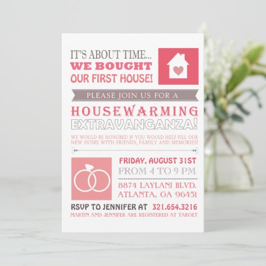 Eerste huis en Jubileum Uitnodigen Kaart (Staand voorkant)