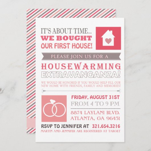 Eerste huis en Jubileum Uitnodigen Kaart (Voorkant / Achterkant)