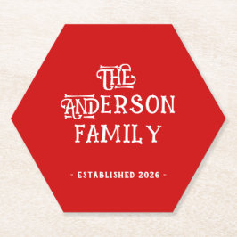 Eerste huis inwijding typografie jaar rood wit kartonnen onderzetters