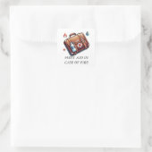 EERSTE HULP BIJ HOESJE VAN VUUR VIERKANTE STICKER (Tas)