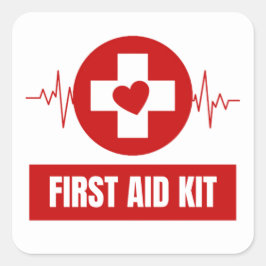 Eerste hulp en noodhulp vierkante sticker