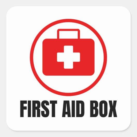 Eerste hulp en noodhulp vierkante sticker (Voorkant)