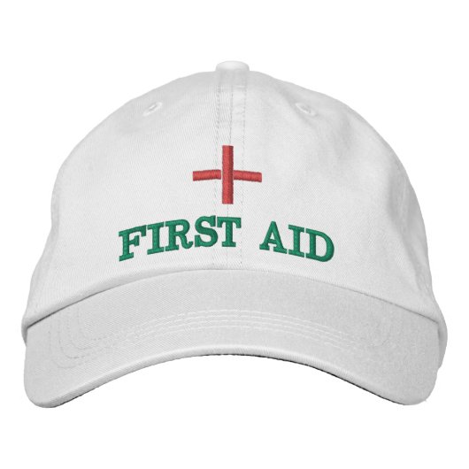 Eerste hulp geborduurd honkbal pet Rood/groen (Voorkant)