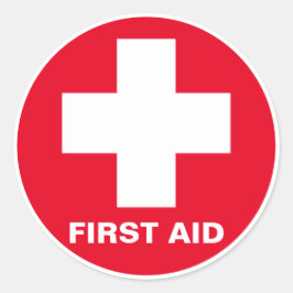 Eerste hulp - Medic (kruis) - Ambulance, tandheelk Ronde Sticker