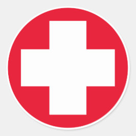 Eerste hulp - Medic (kruis) - Ambulance, tandheelk Ronde Sticker