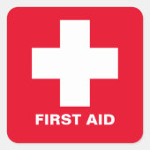 Eerste hulp - Medic (kruis) - Ambulance, tandheelk Vierkante Sticker (Voorkant)