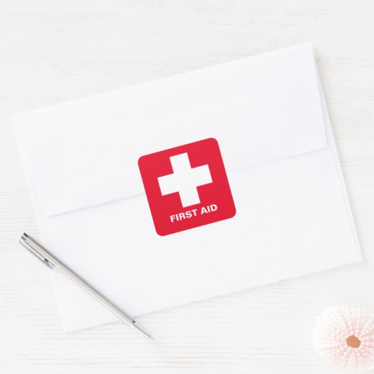 Eerste hulp - Medic (kruis) - Ambulance, tandheelk Vierkante Sticker (Envelop)