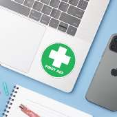 Eerste Hulp & Noodsituatie Sticker /Green (Laptop met iPhone)