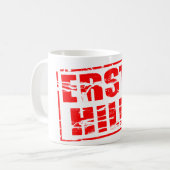 Eerste hulp rood rubber stempel effect koffiemok (Voorkant links)