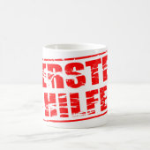 Eerste hulp rood rubber stempel effect koffiemok (Center)