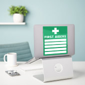 Eerste hulp sticker (Laptop op bureau)
