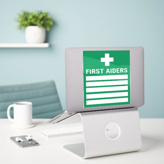 Eerste hulp sticker (Laptop op bureau)
