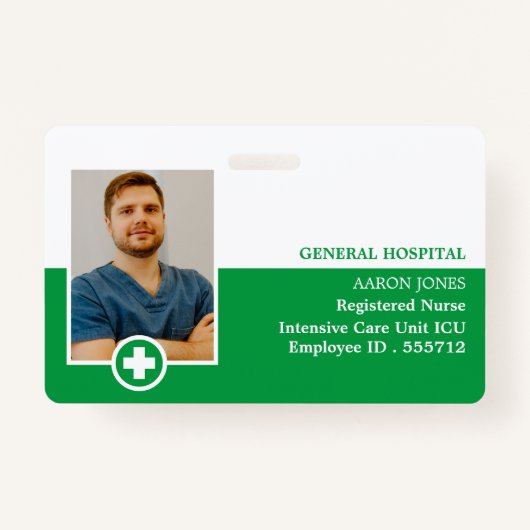 Eerste hulp symbool, foto medische ID badge (Voorkant)