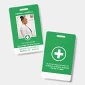 Eerste hulp symbool, foto medische ID badge (Voor- en achterkant)