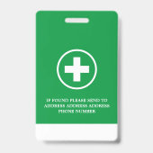 Eerste hulp symbool, foto medische ID badge (Achterkant)