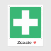 Eerste hulp symbool stickers, wit kruis op groen sticker (Vel)