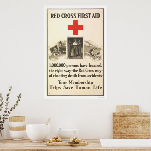 Eerste hulp van het Rode Kruis Poster (Keuken)