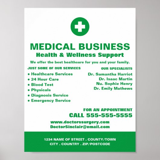 Eerste-hulpsymbool, huisarts, verpleegkundige poster (Voorkant)