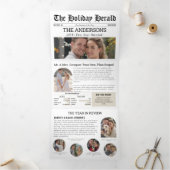 Eerste huwelijksjaar krantennieuws foto collage drieluik wenskaart (Binnen)