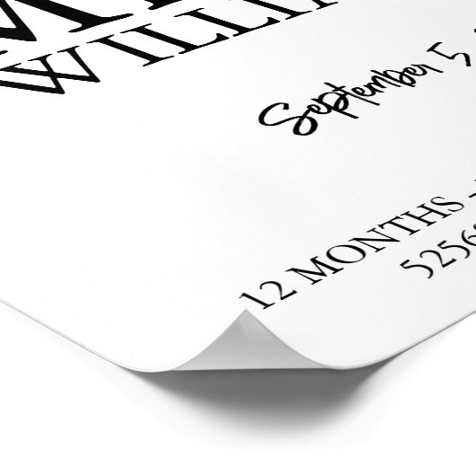 Eerste huwelijksverjaardag Modern print met datums (Hoek)