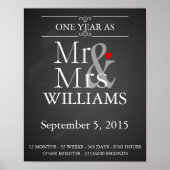 Eerste huwelijksverjaardag Modern print met datums (Voorkant)