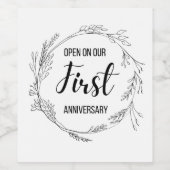 Eerste huwelijksverjaardag wijnlabel gastboek  wijn etiket (Enkel label)