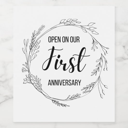 Eerste huwelijksverjaardag wijnlabel gastboek wijn etiket (Enkel label)