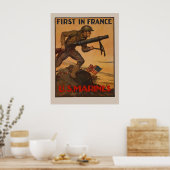 Eerste in Frankrijk - Amerikaanse mariniers Poster (Keuken)