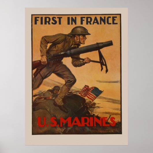 Eerste in Frankrijk - Amerikaanse mariniers Poster (Voorkant)