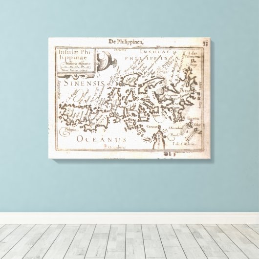 Eerste individuele kaart van de Filipijnen. . Canvas Afdruk (Insitu (Houten vloer))