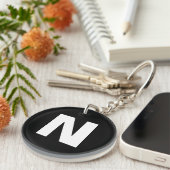 Eerste initiaal | Moderne stijlvolle trendy letter Sleutelhanger (Voorkant Rechts)