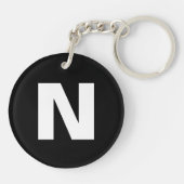 Eerste initiaal | Moderne stijlvolle trendy letter Sleutelhanger (Achterkant)