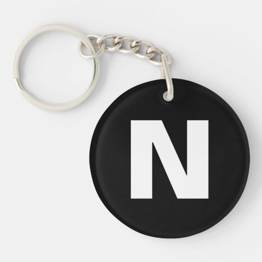 Eerste initiaal | Moderne stijlvolle trendy letter Sleutelhanger (Voorkant)