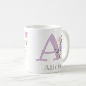 Eerste Initiaal plus Naam Abigail met Bloemen Koffiemok (Voorkant rechts)