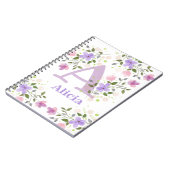 Eerste Initiaal plus naam Alicia met bloemen Notitieboek (Linkerzijde)