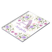 Eerste Initiaal Plus Naam Angela met Bloemen Notitieboek (Linkerzijde)