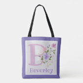 Eerste initiaal plus naam Beverley met bloemen Tote Bag (Achterkant)