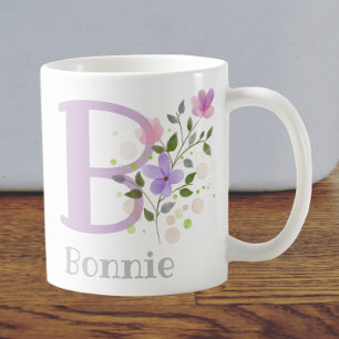 Eerste Initiaal Plus Naam Bonnie met Bloemen Koffiemok
