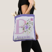 Eerste Initiaal plus Naam Bonnie met Bloemen Tote Bag (Dichtbij)