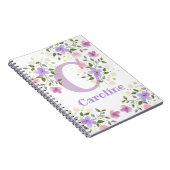 Eerste Initiaal plus Naam Caroline met Bloemen Notitieboek (Rechterzijde)
