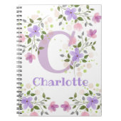 Eerste Initiaal plus Naam Charlotte met Bloemen Notitieboek (Voorkant)