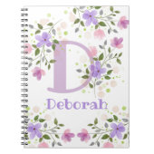 Eerste Initiaal plus naam Deborah met bloemen Notitieboek (Voorkant)