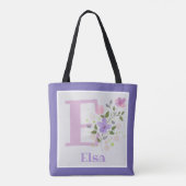 Eerste Initiaal plus naam Elsa met bloemen Tote Bag (Achterkant)