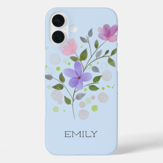 Eerste initiaal plus naam Emily met bloemen Case-Mate iPhone Case (Achterkant)